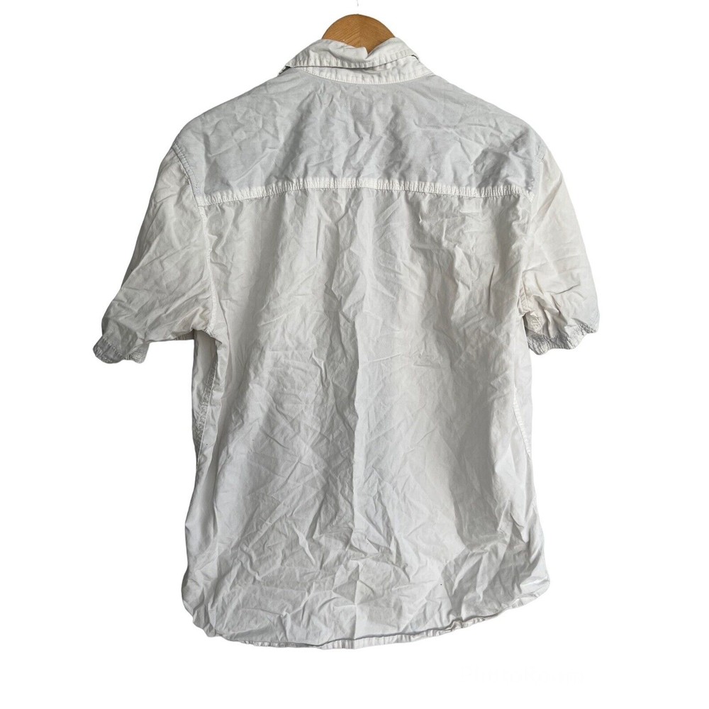 PD&C White Button Down Short Sleeve Collared Polo M - Picture 2 of 10